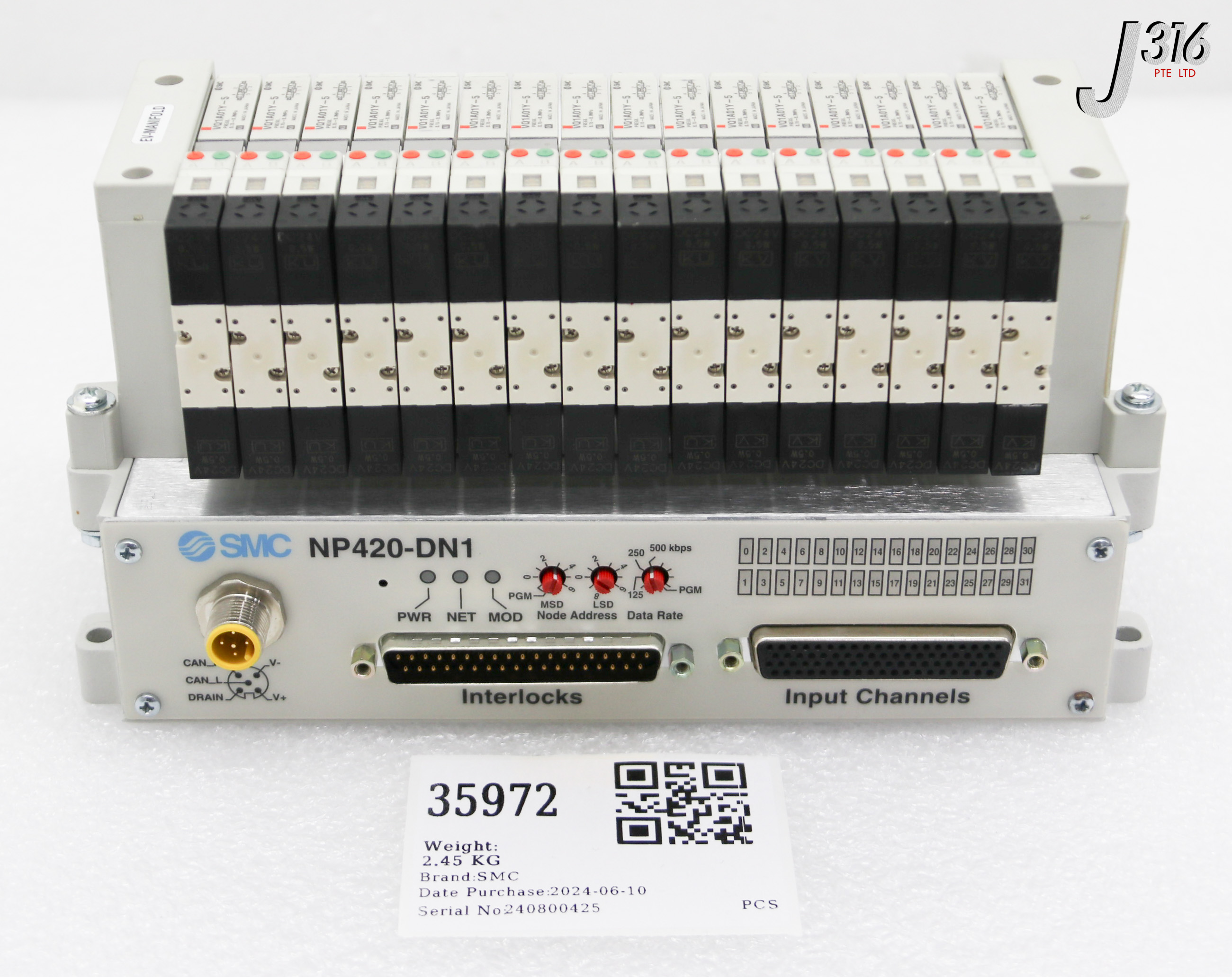 35972 SMC 16-SLOT PNEUMATIC MANIFOLD W/ NP420-DN1 US26344 | eBay